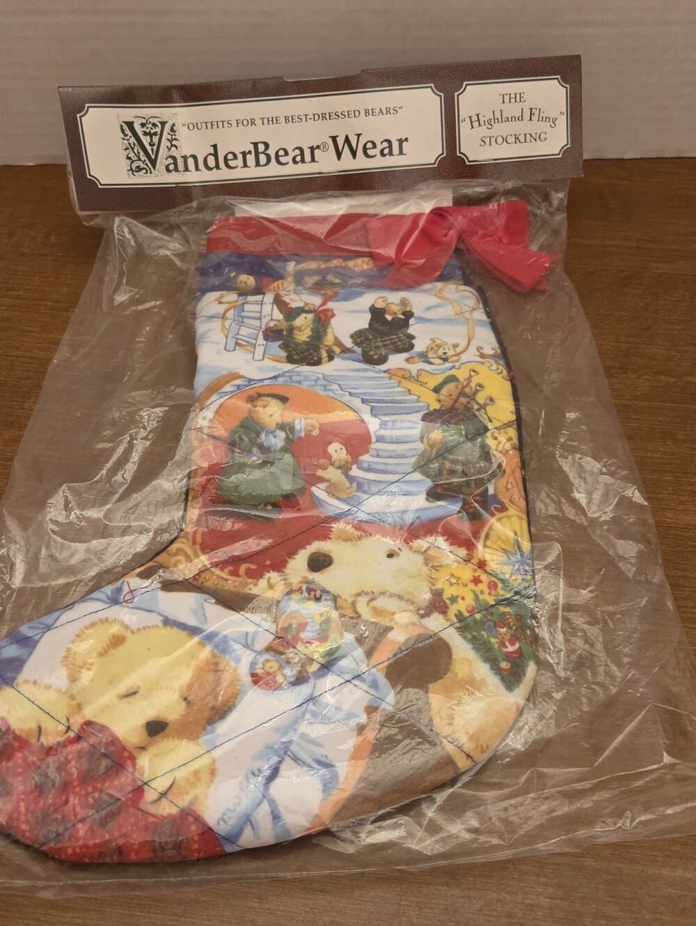VanderBear Wear "The Highland Fling" Holiday Stocking-1993, NEW